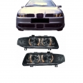 Μπροστινά Φανάρια Set Για Seat Leon / Toledo 1M 99-05 Angel Eyes Μαύρα H7/H7 Depo - Headlights - Xenon - Bulbs